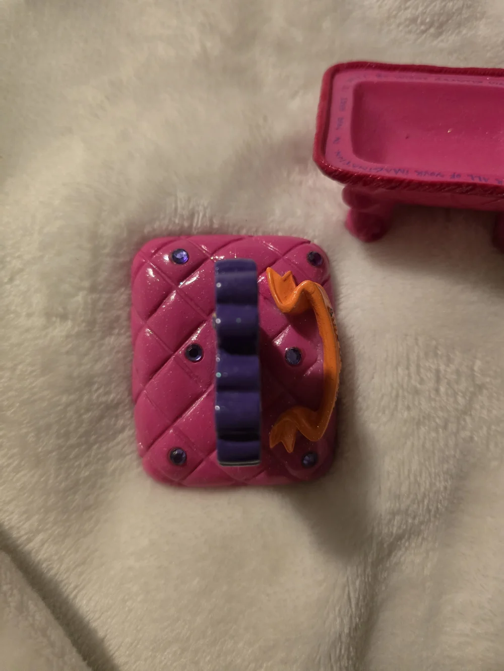 Claire's 2002 Bright Pink Quilted Trinket Box with Flower Stamp